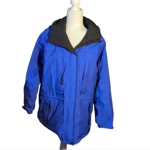 Eddie Bauer purple hooded gore-tex zip front long Warm anorak jacket sz M